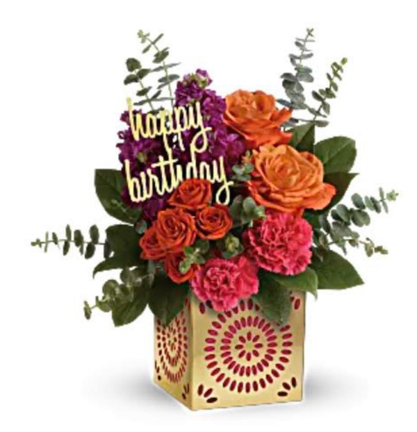 Happy Birthday Mix Flowers arrangement - Tizarah & Co. 